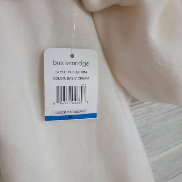 Breckenridge Cream Snowflake Fleece Full Zip Sweater Women's SZ XL Holiday NWT - Picture 4 of 5